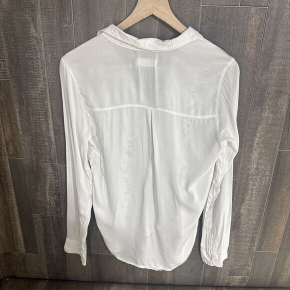 Hollister Shirt Womens Small White Lace Floral Long Sleeve Collared Button Down - Picture 3 of 10